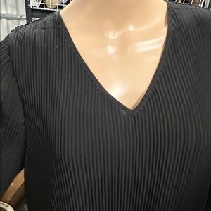 Liverpool Black Pleated V-Neck Blouse